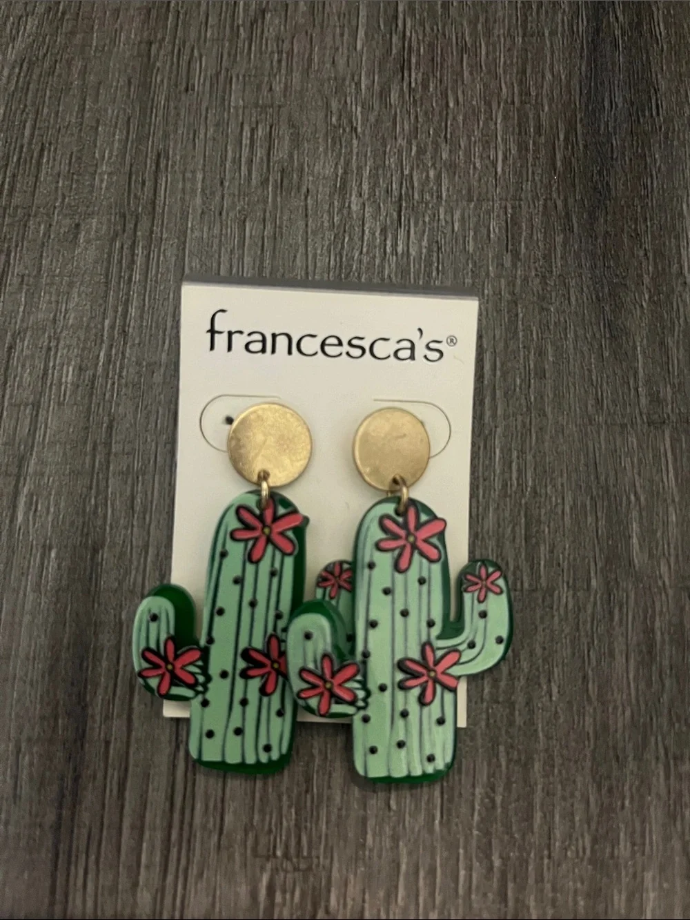 Francesca's Collections Green Cactus Earrings - Fun Desert Style